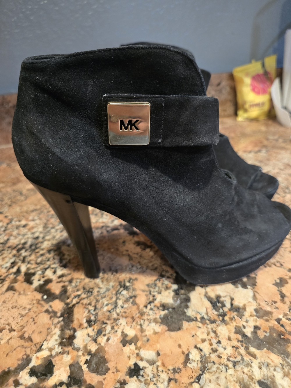 MICHAEL Michael Kors Black Suede Pointed Heel Ankle Booties